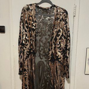Sequin Open Front Coat